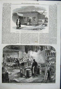 Original Old Antique Print Cotton Famine Birley 1862 Saviour Shelter Manchester