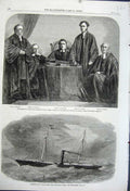 Old Antique Print 1862 Dudgeon Iron Steam-Ship Flora Bishops Dioceses Men 19th