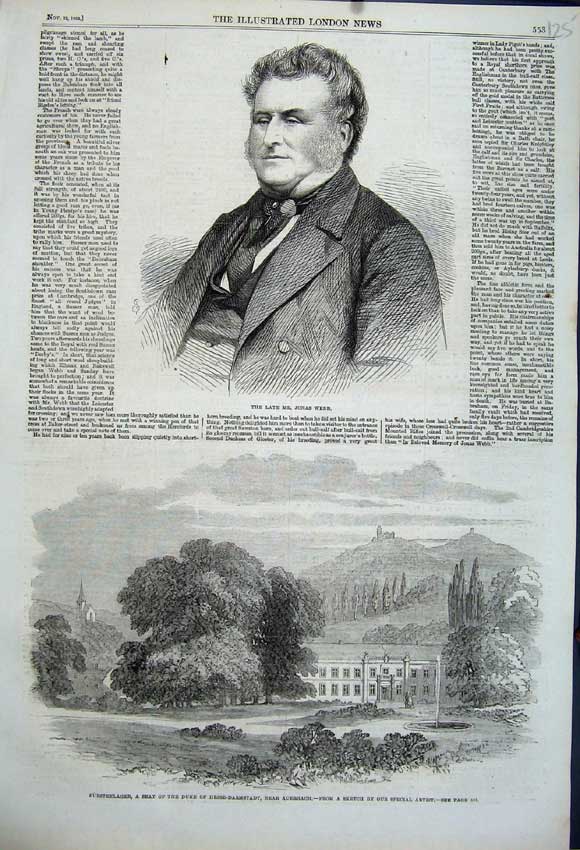 Original Old Antique Print 1862 Mr Jonas Webb Furstenlager Duke Hesse-Darmstadt