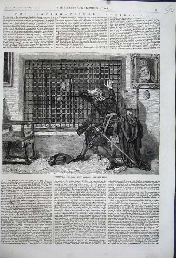 Old Antique Print 1862 International Exhibition Farewell Man Prison Woman 19th