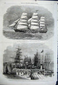 Old Antique Print 1862 Hobson Pier Sandridge Australia Royal Family Ship 19th