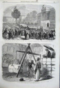 Original Old Antique Print 1862 Weighing Cotton Bombay King LeopBrussels 19th