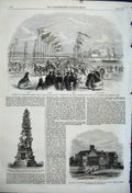 Old Antique Print Duke Cambridge Channel Islands Memorial Fountain Dublin