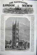 Old Antique Print 1862 Inauguration Tower Mary Magdalene Church Taunton 19th