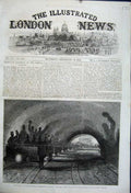 Old Antique Print Train Trip Metrolpolitan Railway Tunnel Portland 1862 19th