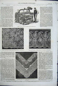 Old Antique Print 1862 Grenadine Crape Lace Power Loom Flax Shawl Tunic 19th