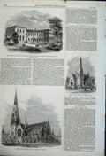 Old Antique Print 1862 Church St Andrew Dublin Luke Hull Woodhouse-Grove 19th