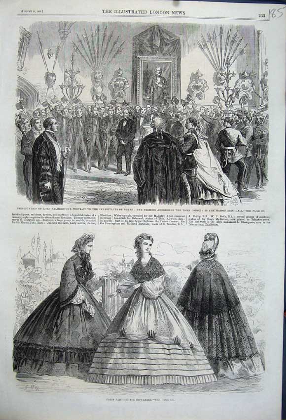 Old Antique Print 1862 Paris Fashion Lord Palmerston Portrait Dover Dieu 19th