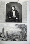Original Old Antique Print 1862 John Thomas Sculptor Town Cathedral Monreale
