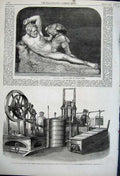 Original Old Antique Print 1862 Marble Statue Siebe'S Patent Ice Making Machine