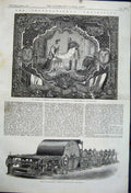 Original Old Antique Print 1862 Harrison Sizing Machine Treaty Commerce Carpet