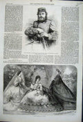 Old Antique Print Paris Fashion 1862 Captain Williams Earl Dudley Rifle 19th