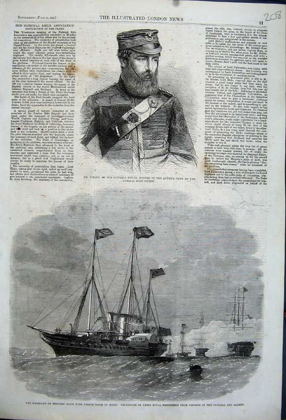 Old Antique Print 1862 Pixley National Rifle Contest Alice Prince Louis 19th
