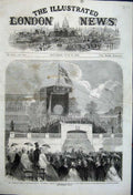 Original Old Antique Print 1862 Horticultural Society Gardens State Ceremonial