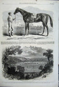 Original Old Antique Print 1862 Racecourse Fontainebleau Jonathas Horse Sport