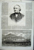 Old Antique Print Major General Robert Bruce Fort Acapulco Mexico Ships