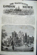 Original Old Antique Print 1862 St Clare Isle Wight Castle Marriage Louis Alice