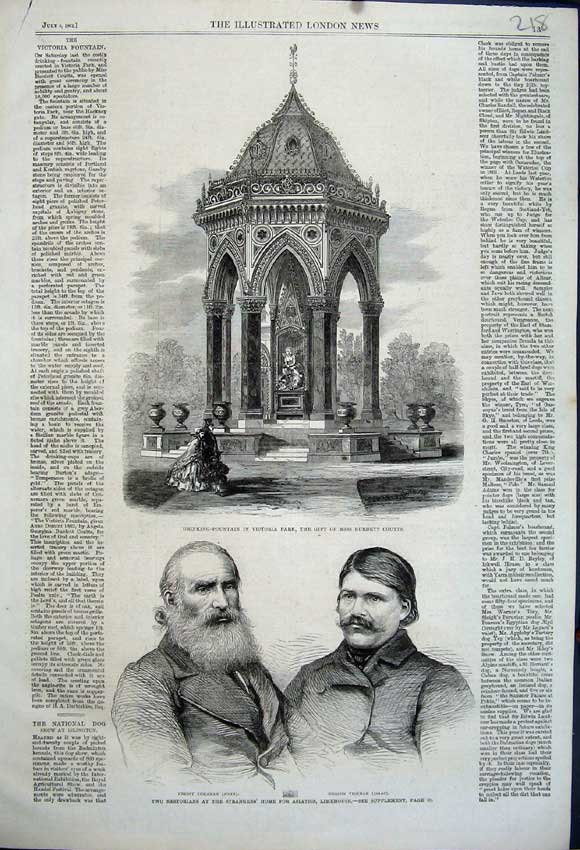 Old Antique Print Drinking Fountain Victoria 1862 Priest Yohanan Yishak 19th