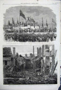 Original Old Antique Print 1862 Explosion Manufactory Birmingham Earl Edgcumbe