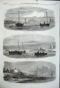 Old Antique Print Shellfish Catchers Canty 1862 Crab Fishing Fife Oyster 19th