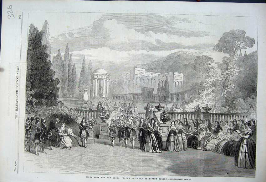 Antique Old Print *0159 1862 Scene Opera Love'S Triumph Covent Garden Theatre