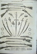 Old Antique Print Small Arms Weapons 1862 International Exhibition Sword 19th