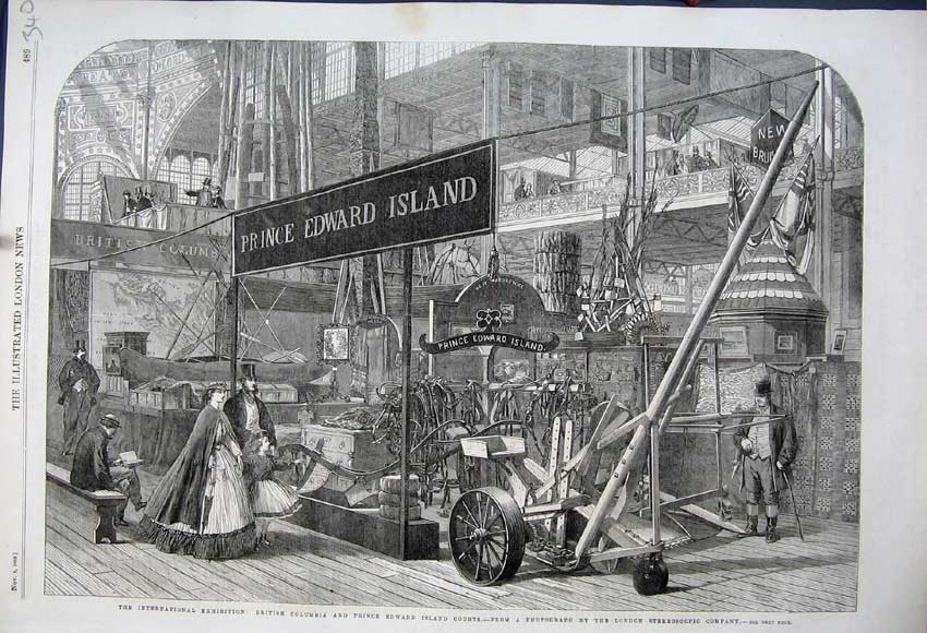 Old Antique Print 1862 British Columbia Prince Edward Island Courts Show 19th