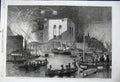 Original Old Antique Print 1862 River Nile Cairo Canal Festival Gebr-El-Haleeg