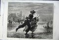 Old Antique Print 1862 Winter New Zealand Man Woman Ice Skating Romance 19th