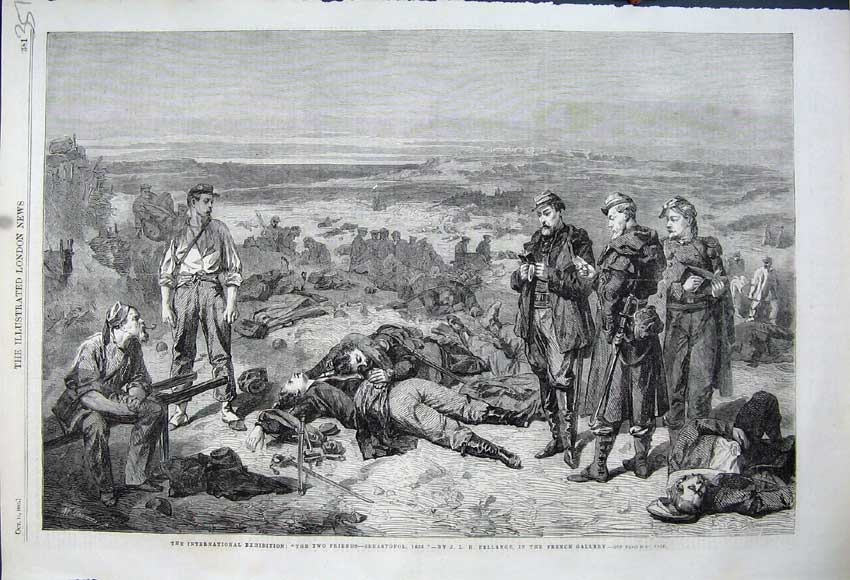 Original Old Antique Print 1862 War Scene Sead Siers Bellange French Gallery