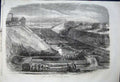 Original Old Antique Print 1862 View Dock Construction Boulogne Railway Horses