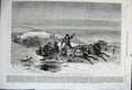 Original Old Antique Print 1862 Village Wedding Train Horses Sleigh Snow Winter