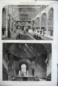Old Antique Print 1862 Turkish Baths Jermyn Street Hararah Meshlakh Room 19th