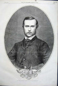 Original Old Antique Print 1862 Portrait Highness Prince Louis Hesse-Darmstadt