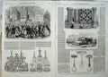 Original Old Antique Print 1862 Services Glass Croskill Reaping Machine Globe