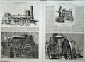 Original Old Antique Print Duplex Engine Marine 1862 Sanford Flax-Gin Blowing