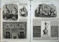 Old Antique Print 1862 Cups Ostrich Eggs Furniture Wedgwood Jug Claret 19th