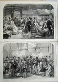 Old Antique Print 1862 Shilling Day Half-Crown International Exhibition 19th