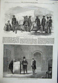 Original Old Antique Print 1863 Olympic Theatre Sholapore Indian Police Hindoo