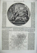 Old Antique Print 1863 Plan Puebla Majolica Plateau Kensington Museum Art 19th