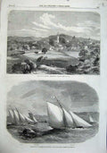 Original Old Antique Print 1863 War America Warrenton Victoria Yacht Club Avoca