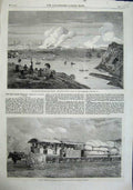 Old Antique Print 1863 Sultan Egypt Royal Yacht Indian Tramway Bosphorus 19th