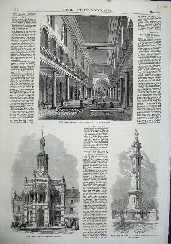 Old Antique Print 1863 Roman Catholic Church Italians Corn Exchange Isaac 19th