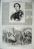 Old Antique Print 1863 Carlotta Patti Majesty Theatre Benevolent Society 19th