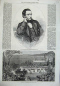 Original Old Antique Print 1863 Earl Grey Ripon Secretary State War Garden Nice