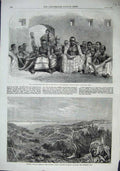 Old Antique Print 1863 Manukau Harbour Zealand Emissaries King Ashantee 19th
