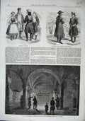 Old Antique Print 1863 Cathedral Cracow Vaults Sobieski Peasants Podilia 19th