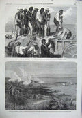 Old Antique Print 1863 War America Negroes Savanah Fort M'Allister River 19th