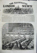 Original Old Antique Print 1863 Banquet Lord Palmerston Music-Hall Edinburgh