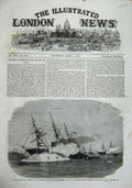 Old Antique Print 1863 War America Attack Ship Squadron Iron-Clad Boats 19th
